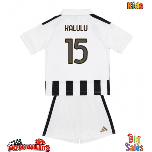 Juventus Pierre Kalulu #15 Replica Home Stadium Kit for Kids 2026-27 Short Sleeve (+ pants)